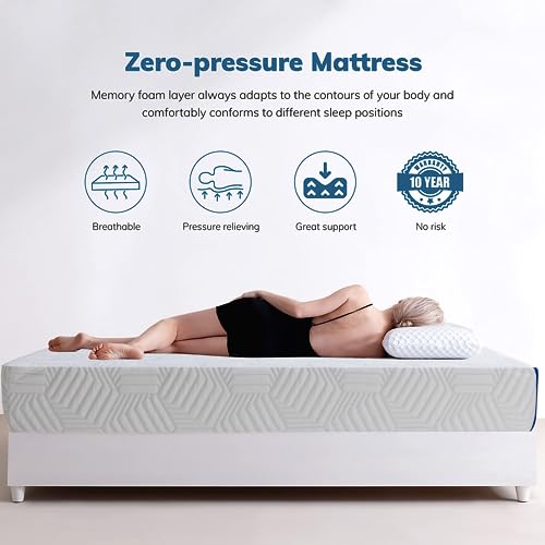 TMEOSK Queen Size Mattress, 12 inch Cooling-Gel Memory Foam Mattress in a Box, Breathable Bed Mattress for Cooler Sleep Supportive & Pressure Relief, Medium Firm Feel with Motion Isolating (Queen)