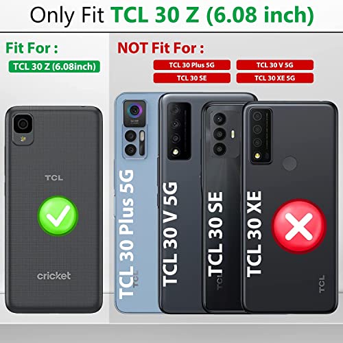 YmhxcY for TCL 30 Z (T602DL) Phone Case, TCL 30 LE Case with Slide Camera Cover and 2× HD Screen Flim, Heavy Duty Shockproof Protective Case with Magnetic Metal Stand for TCL 30Z/TCL 30LE-SJ Black