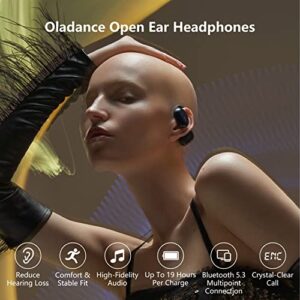 Oladance OWS2 Open Ear Headphones, Wireless Headphones Bluetooth 5.3 with Multipoint Connection, Android & iPhone Compatible, Up to 19 Hours Playtime with Carry Case Interstellar Blue