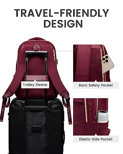 LOVEVOOK Laptop Backpack for Women, Slim Business Laptops Bag with Separate Computer Compartment Stylish Daypack for College Work Travel, Fits 15.6" Laptop