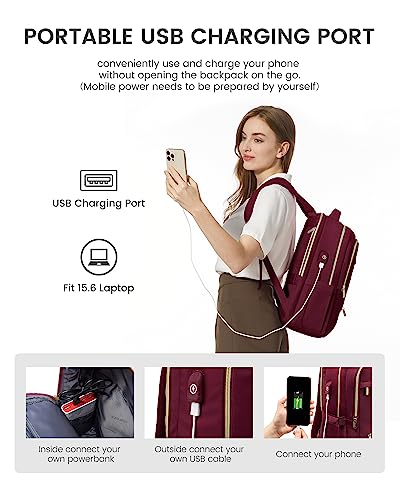 LOVEVOOK Laptop Backpack for Women, Slim Business Laptops Bag with Separate Computer Compartment Stylish Daypack for College Work Travel, Fits 15.6" Laptop