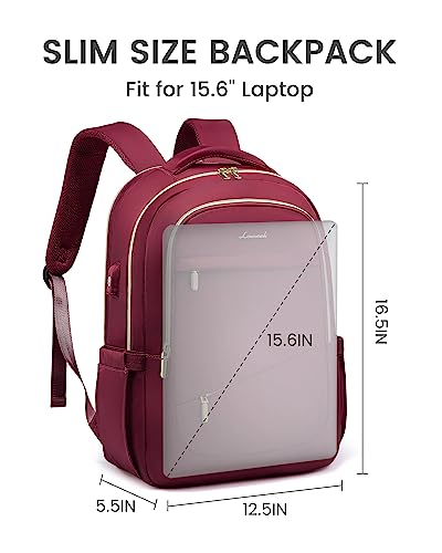LOVEVOOK Laptop Backpack for Women, Slim Business Laptops Bag with Separate Computer Compartment Stylish Daypack for College Work Travel, Fits 15.6" Laptop