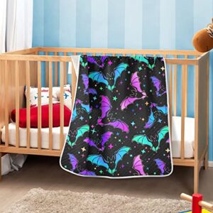 Bats Stars Unisex Fluffy Baby Blanket for Crib Toddler Blanket for Daycare with Thick and Soft Material Security Blanket for Stroller Gift Travel Decorative