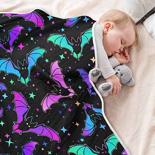 Bats Stars Unisex Fluffy Baby Blanket for Crib Toddler Blanket for Daycare with Thick and Soft Material Security Blanket for Stroller Gift Travel Decorative