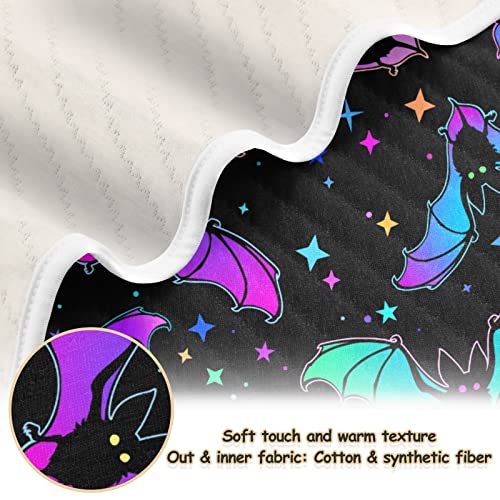 Bats Stars Unisex Fluffy Baby Blanket for Crib Toddler Blanket for Daycare with Thick and Soft Material Security Blanket for Stroller Gift Travel Decorative