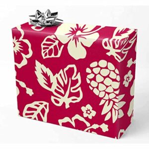 interestprint hibiscus and pineapple pattern folded wrapping paper festival theme design for birthday