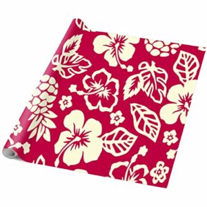 InterestPrint Hibiscus and Pineapple Pattern Folded Wrapping Paper Festival Theme Design for Birthday