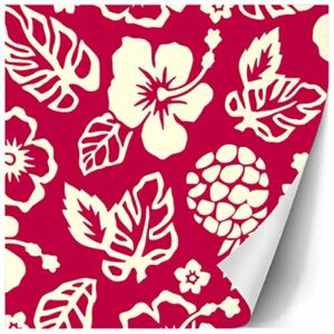 InterestPrint Hibiscus and Pineapple Pattern Folded Wrapping Paper Festival Theme Design for Birthday