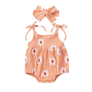 baby girl dress newborn romper floral ruffle princess tutu dress summer(e orange pink flower, 0-3 months)
