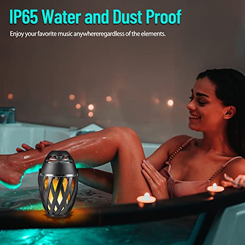 INSSISAIN Outdoor Bluetooth Speakers 2 Pack, Wireless Waterproof Speakers, Gifts for Women Men Mom Dad, Torch Ambient Light, LED Flame Speaker, Dual Pairing, Camping Patio Accessories