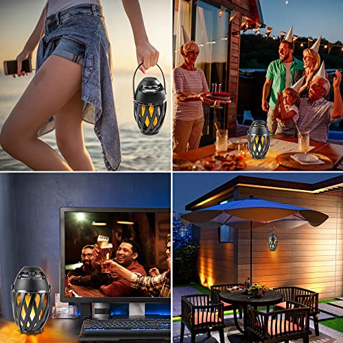 INSSISAIN Outdoor Bluetooth Speakers 2 Pack, Wireless Waterproof Speakers, Gifts for Women Men Mom Dad, Torch Ambient Light, LED Flame Speaker, Dual Pairing, Camping Patio Accessories