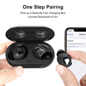 FUWANG Wireless Earbuds Bluetooth 5.1 Headphones Touch Control with Wireless Charging Case IPX8 Waterproof Noise Cancelling in Ear Light-Weight Built-in Microphone Headset Premium Deep Bass Black