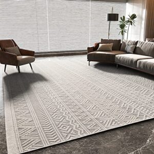 5x8 area rugs for living room machine washable rug woven textured neutral boho rug ultra soft moroccan carpet ideal for bedroom dining room dorm playroom office, bluish grey