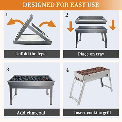 LYBOSH portable charcoal grill, 17.5" - With Handbag， multifunctional folding grill for travel, outdoor cooking and grilling, camping grill