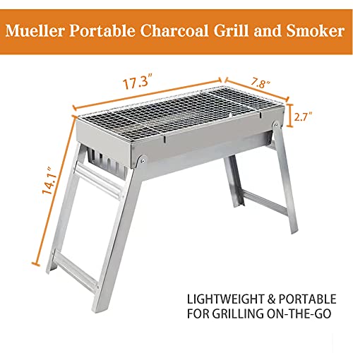 LYBOSH portable charcoal grill, 17.5" - With Handbag， multifunctional folding grill for travel, outdoor cooking and grilling, camping grill