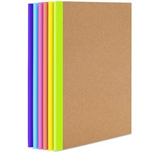 6 pack composition notebooks bulk, travel journal notebooks kraft cover with rainbow spines, 120 pages college ruled lined paper for kids women, notepad for school office supplies a5 (8in x 5.75in)