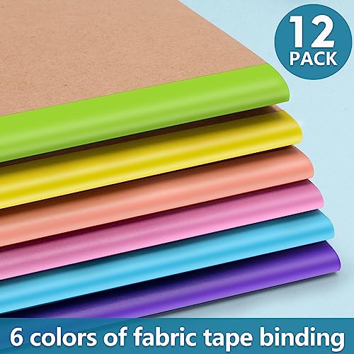 12 Pack Composition Notebooks Bulk, Travel Journal Notebooks Kraft Cover with Rainbow Spines, 120 Pages College Ruled Lined Paper for Kids Women, Notepad for School Office Supplies A5 (8in x 5.75in)