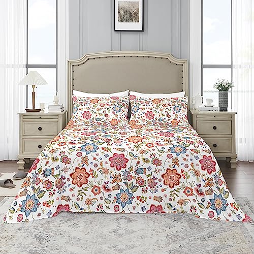 YIYEA Twin Sheets - Floral Print - Luxury Brushed Microfiber Bed Sheets - Lightweight Breathable Cooling Twin Sheets Set - 16" Deep Pocket, Shrinkage, and Fade Resistant - 3 Pc