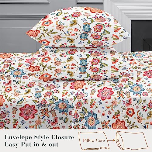 YIYEA Twin Sheets - Floral Print - Luxury Brushed Microfiber Bed Sheets - Lightweight Breathable Cooling Twin Sheets Set - 16" Deep Pocket, Shrinkage, and Fade Resistant - 3 Pc