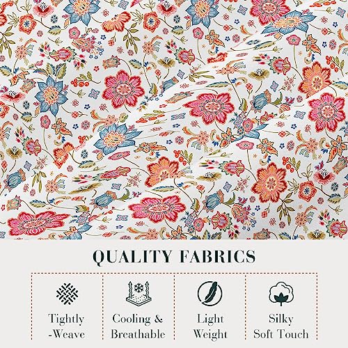 YIYEA Twin Sheets - Floral Print - Luxury Brushed Microfiber Bed Sheets - Lightweight Breathable Cooling Twin Sheets Set - 16" Deep Pocket, Shrinkage, and Fade Resistant - 3 Pc