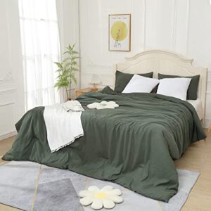 hiverson essentials emerald green comforter twin size, modern bedding set for girls/women, cute soft & lightweight chic microfiber bed sets, 2pc- 1 comforter & 1 pillowcase (66x90 inches)