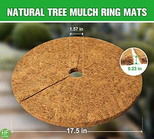 HFHOME 8pcs 17.5" Dia Coconut Fibers Tree Mulch Ring Protector Mat, 17.5 Inch Natural Coco Coir Tree Protection Mats, Tree Disc Plant Cover for Indoor Outdoor Lawn, Potted Plants