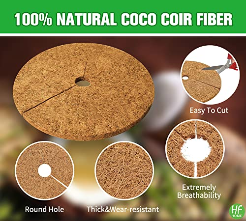 HFHOME 8pcs 17.5" Dia Coconut Fibers Tree Mulch Ring Protector Mat, 17.5 Inch Natural Coco Coir Tree Protection Mats, Tree Disc Plant Cover for Indoor Outdoor Lawn, Potted Plants