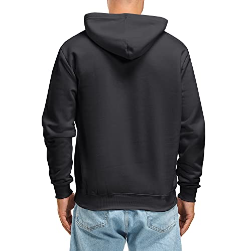 Zrycn Mens Hoodie Sweatshirt for Men, Plush Fleece Pullover Hooded Sweatshirts for Men, Soft Cotton-Blend Plain Casual Hoodies Black