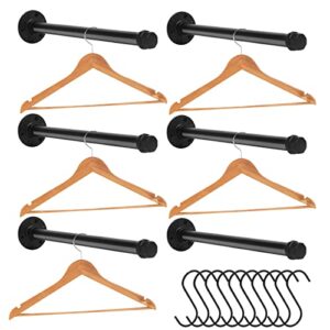 egason 6 pcs industrial pipe clothes bar 12 inch rustic black iron pipe clothing rack wall mounted garment rack holder hanging closet rods for bedroom bathroom boutique