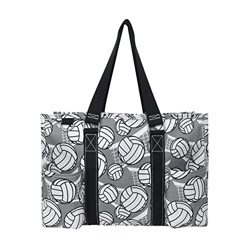 NGIL Utility Water Resistant Tote Bag, Top Zipper Closure, Perfect Gifts for Working Women, Teachers, Nurses, Gym bag (Volleyball-black)