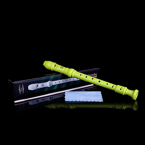 Glory Soprano Recorder Instrument for Kids Beginner, German Fingering C Key Recorder Instrument,Green