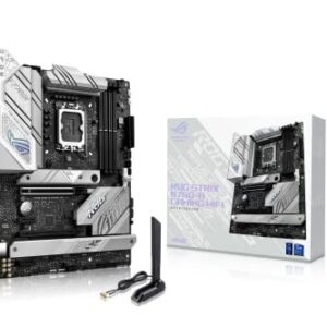 ASUS ROG Strix B760-A Gaming WiFi Intel® B760 (13th and 12th Gen)LGA 1700 white ATX motherboard, 12 + 1 power stages, DDR5, PCIe 5.0,three M.2 slots, WiFi 6E, USB 3.2 Gen 2x2 Type-C, and Aura Sync RGB