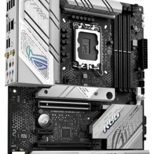 ASUS ROG Strix B760-A Gaming WiFi Intel® B760 (13th and 12th Gen)LGA 1700 white ATX motherboard, 12 + 1 power stages, DDR5, PCIe 5.0,three M.2 slots, WiFi 6E, USB 3.2 Gen 2x2 Type-C, and Aura Sync RGB