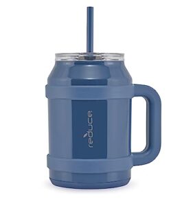 reduce 50 oz tumbler with handle - vacuum insulated stainless steel desk mug with sip-it-your-way lid and straw - keeps drinks cold up to 36 hours - sweatproof, dishwasher safe - og mineral blue