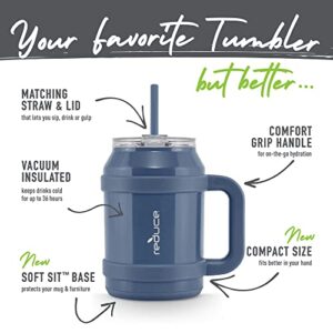 Reduce 50 oz Tumbler with Handle - Vacuum Insulated Stainless Steel Desk Mug with Sip-It-Your-Way Lid and Straw - Keeps Drinks Cold up to 36 Hours - Sweatproof, Dishwasher Safe - OG Mineral Blue