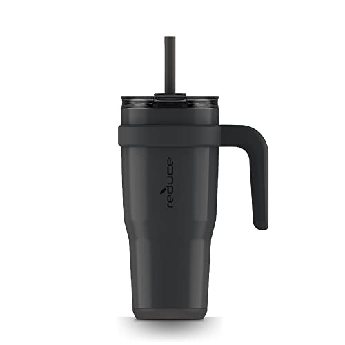 Reduce 24 oz Tumbler with Handle - Vacuum Insulated Stainless Steel Travel Mug with Sip-It-Your-Way Lid and Straw - Keeps Drinks Cold up to 24 Hours - Sweat Proof, Dishwasher Safe - OM Phantom