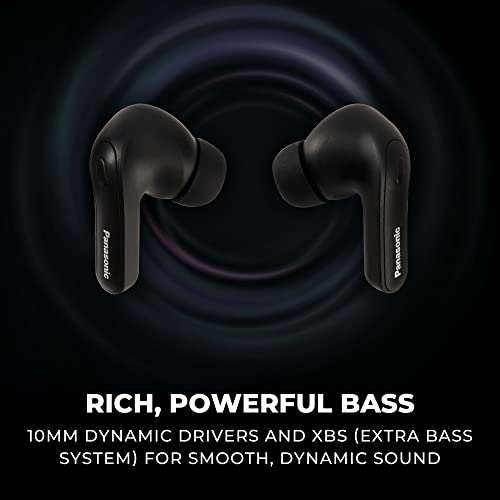 Panasonic ErgoFit True Wireless Earbuds with Noise Cancelling, in Ear Headphones with XBS Powerful Bass, Bluetooth 5.3, Charging Case - RZ-B310W