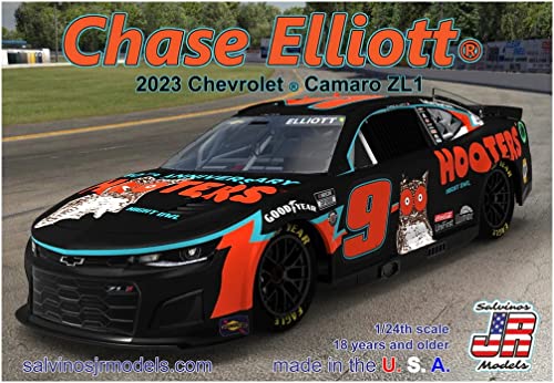 Salvinos J/R Model 1/24 NASCAR 2023 Camaro ZL1 Hendrix Motorsport Chase Elliott Hooters Plastic Model SJMHMC2023CEH