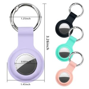 Airtag Holder & Airtag Keychain Compatible with Apple AirTag, Protective Silicone Airtag Case Key Ring for Cat Collar, Dog Collar, Luggage, Keys (4pack Black/Green/Pink/Purple)
