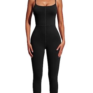 AUTOMET Rompers for Womens Sexy Unitard Fall Outfits 2023 One Piece Jumpsuits Workout Spaghetti Strap Tummy Control Onesie Sets Sleeveless Bodysuits