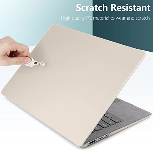 DONGKE Case ONLY Compatible with 13.5" Microsoft Surface Laptop 5/4 / 3 Laptop with Alcantara Keyboard Model: 1950/1958, Plastic Hard Shell Case with Keyboard Cover & Screen Protector, Cream Stone