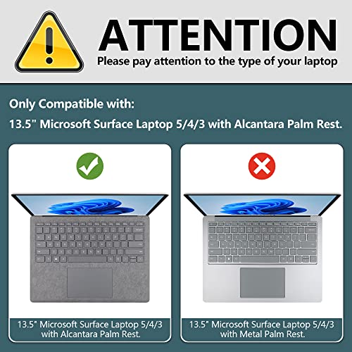 DONGKE Case ONLY Compatible with 13.5" Microsoft Surface Laptop 5/4 / 3 Laptop with Alcantara Keyboard Model: 1950/1958, Plastic Hard Shell Case with Keyboard Cover & Screen Protector, Cream Stone