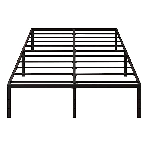 caziwhave 18 Inch Bed Frames Full Size Heavy Duty Platform with Sturdy Metal Slats No Box Spring Needed Easy Assembly Under Bed Storage Noise-Free Non-Slip Black