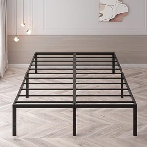 caziwhave 18 Inch Bed Frames Full Size Heavy Duty Platform with Sturdy Metal Slats No Box Spring Needed Easy Assembly Under Bed Storage Noise-Free Non-Slip Black