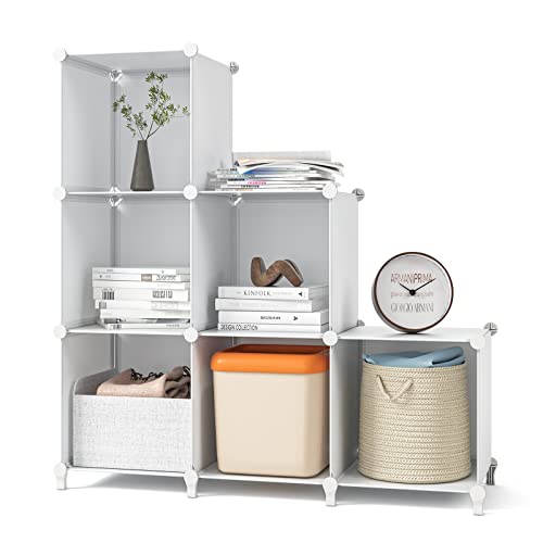 GIMTRR Closet Organizers and Storage, 6 Cubes Storage Organizers, Portable Closet Storage Shelves, Cubby Closet Storage Cabinet Shelf, Bookcase Bookshelf for Kids Room, Bedroom, Office, White