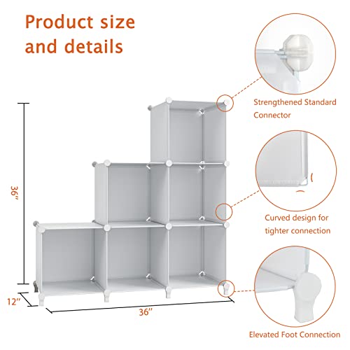 GIMTRR Closet Organizers and Storage, 6 Cubes Storage Organizers, Portable Closet Storage Shelves, Cubby Closet Storage Cabinet Shelf, Bookcase Bookshelf for Kids Room, Bedroom, Office, White