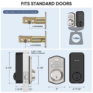 TICONN Keyless Entry Door Lock Deadbolt with Keypad, Smart Locks for Front Door with Passcode, Traditional Style Door Lock Security with Auto Lock and Spare Keys (Satin Nickel)