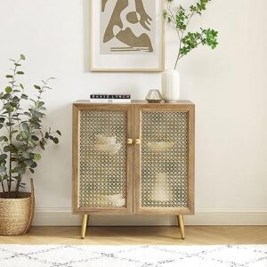 EDYO LIVING Sideboard Buffet Cabinet with Metal Grid Decorated Doors, Console Cabinet, Buffet Cabinet for Kitchen, Bar, Dining Room, Entryway 30.8”Wx15.8”Dx35”H Rustic Oak