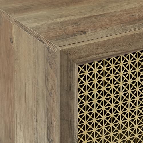 EDYO LIVING Sideboard Buffet Cabinet with Metal Grid Decorated Doors, Console Cabinet, Buffet Cabinet for Kitchen, Bar, Dining Room, Entryway 30.8”Wx15.8”Dx35”H Rustic Oak