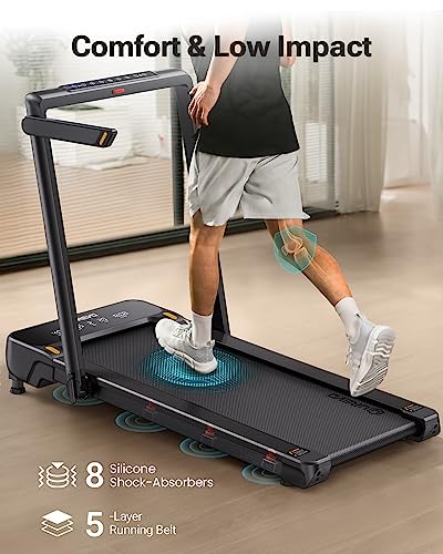 UREVO Walking Pad Treadmill with Auto Incline, 9 Level Incline Under Desk Walking Treadmill Machine with APP Control, Mini Treadmill for Home Office